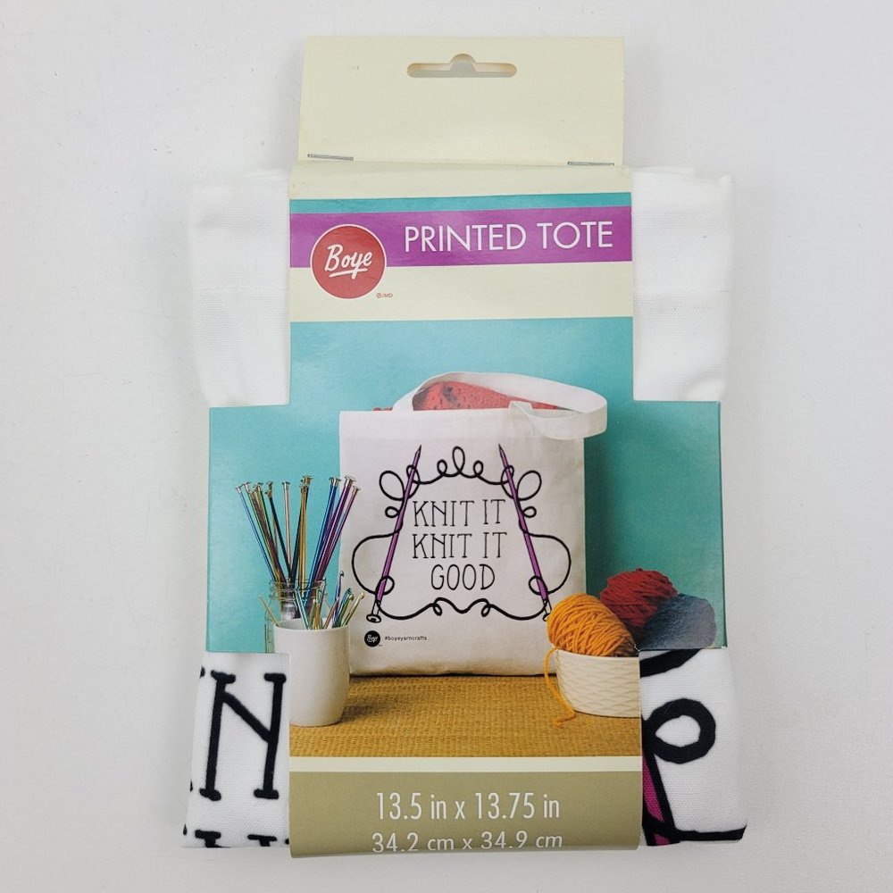 Boye Printed Shoulder Bag Crafting Tote 13.5" x 13.75" Knit It, Knit It Good